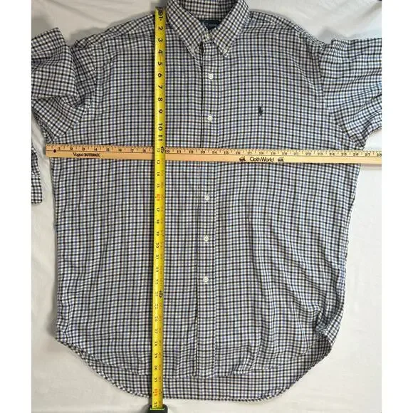Ralph Lauren Blake Flannel Button Down 100% Cotton Size LARGE Blue Black White - Picture 7 of 8